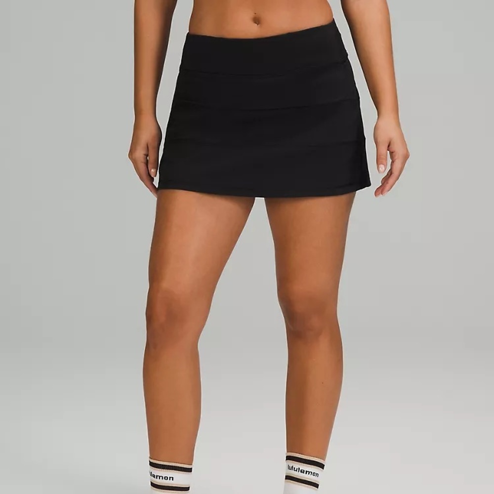 Lululemon Pace Rival Mid-Rise Tennis Skirt *Long Size 6 Black